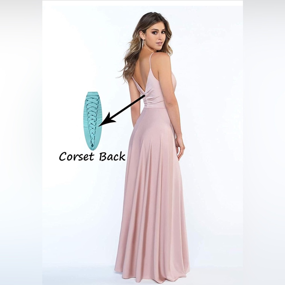 Amazon Pink Ruched Slit Maxi Gown for Prom - Picture 2 of 2